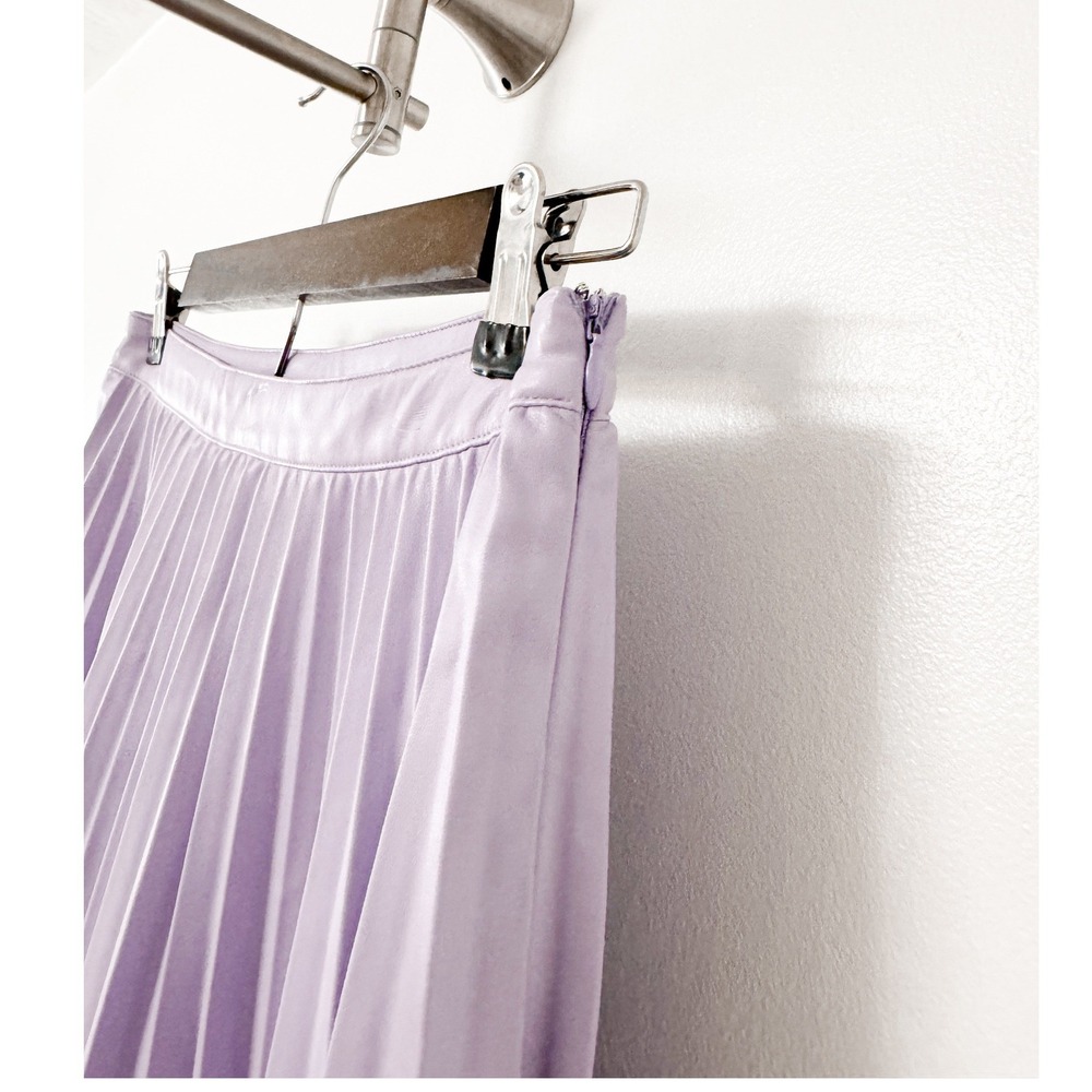 Lucy Paris Purple Pleated Vegan Leather Midi Skirt Small Accordion High Rise - Picture 3 of 8